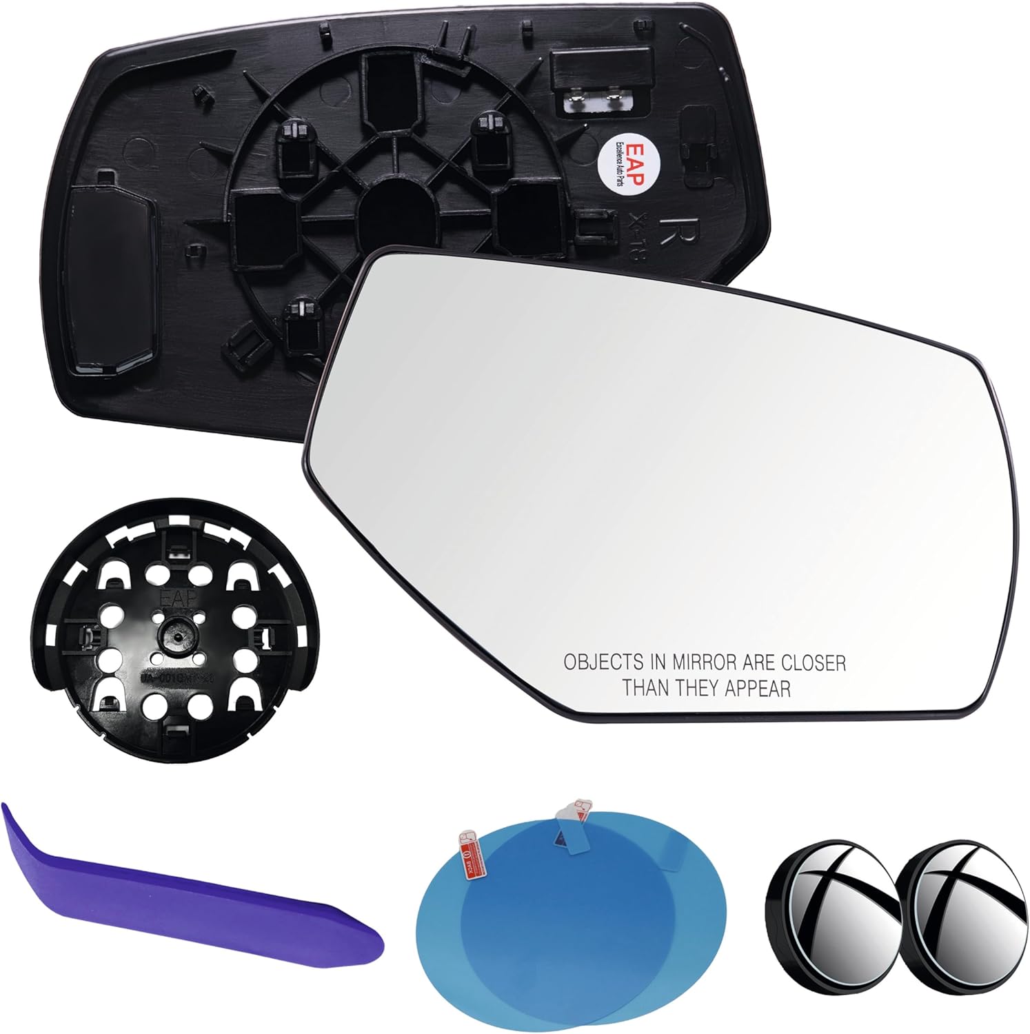 EAP Passenger Side Mirror Glass Compatible With Chevrolet Silverado 1500 2500HD 3500HD, Sierra 1500 2500HD 3500HD, Heated, 22919746