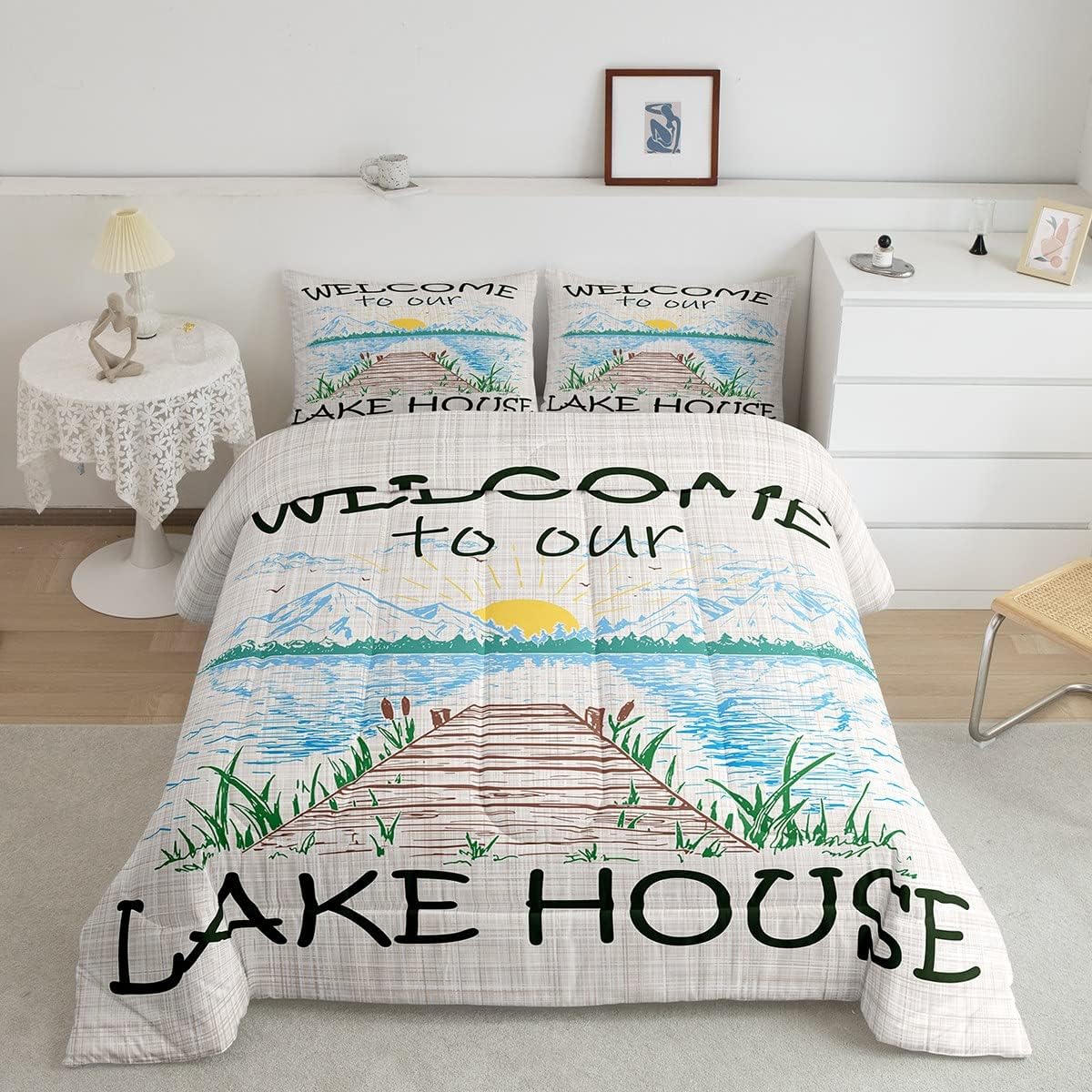 Lake House Comforter Set Queen Size Rustic Farmhouse