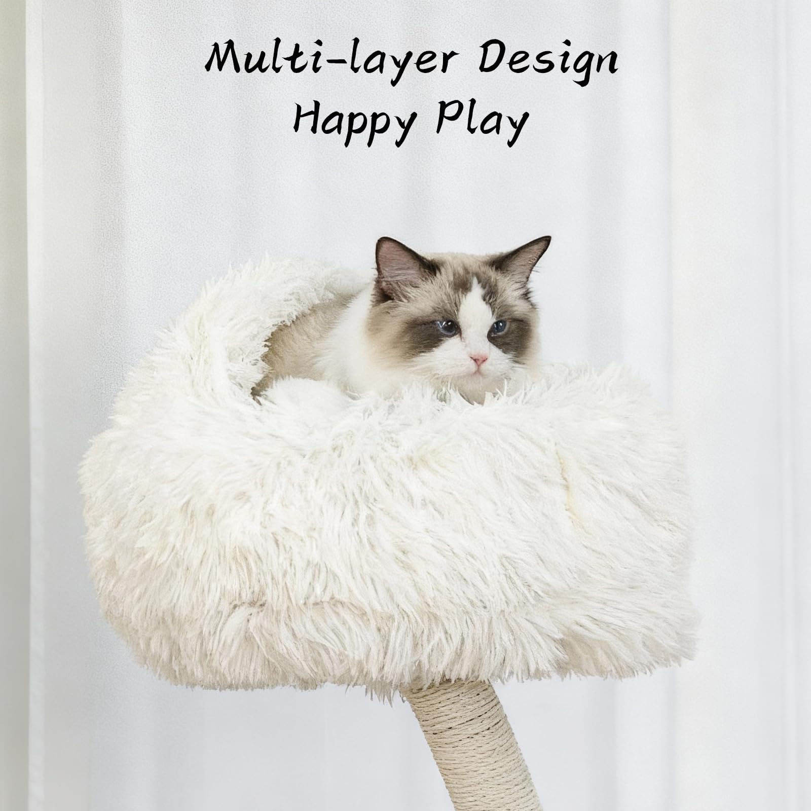 70" Modern Multi-Level Cat Tree Tower for Indoor Cats, Cat Trees with Sisal Scratching Post, Luxury Cats Tower Furniture for Multiple Cats with Swing Hammock, Condo for Multiple Cats - image 4