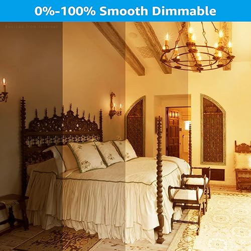 Miniatura 3 de TORCHSTAR Bombillas LED E26 regulables, bombilla LED C35, certificación UL, 2200 K ámbar cálido, 4.5 W (40 W equivalente), 350 lm, bombillas para