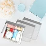 3Pcs Clear Travel Toiletry Bags 20 * 20cm Clear Bags TSA Approved Liquid Bags Leak Proof Travel Bag Carry On Airport Airline Compliant Bag Portable Waterproof Makeup Bags Airport Security (Grey)