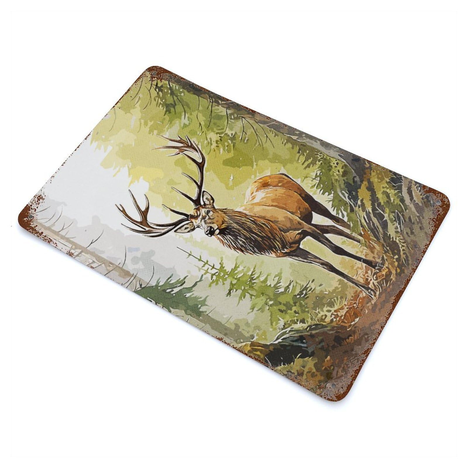 Wild Deer Vintage Rust Metal Sign 11.8"x7.9", for Basement, Hobby Room And Garage Decor, Farmhouse Wall Decor