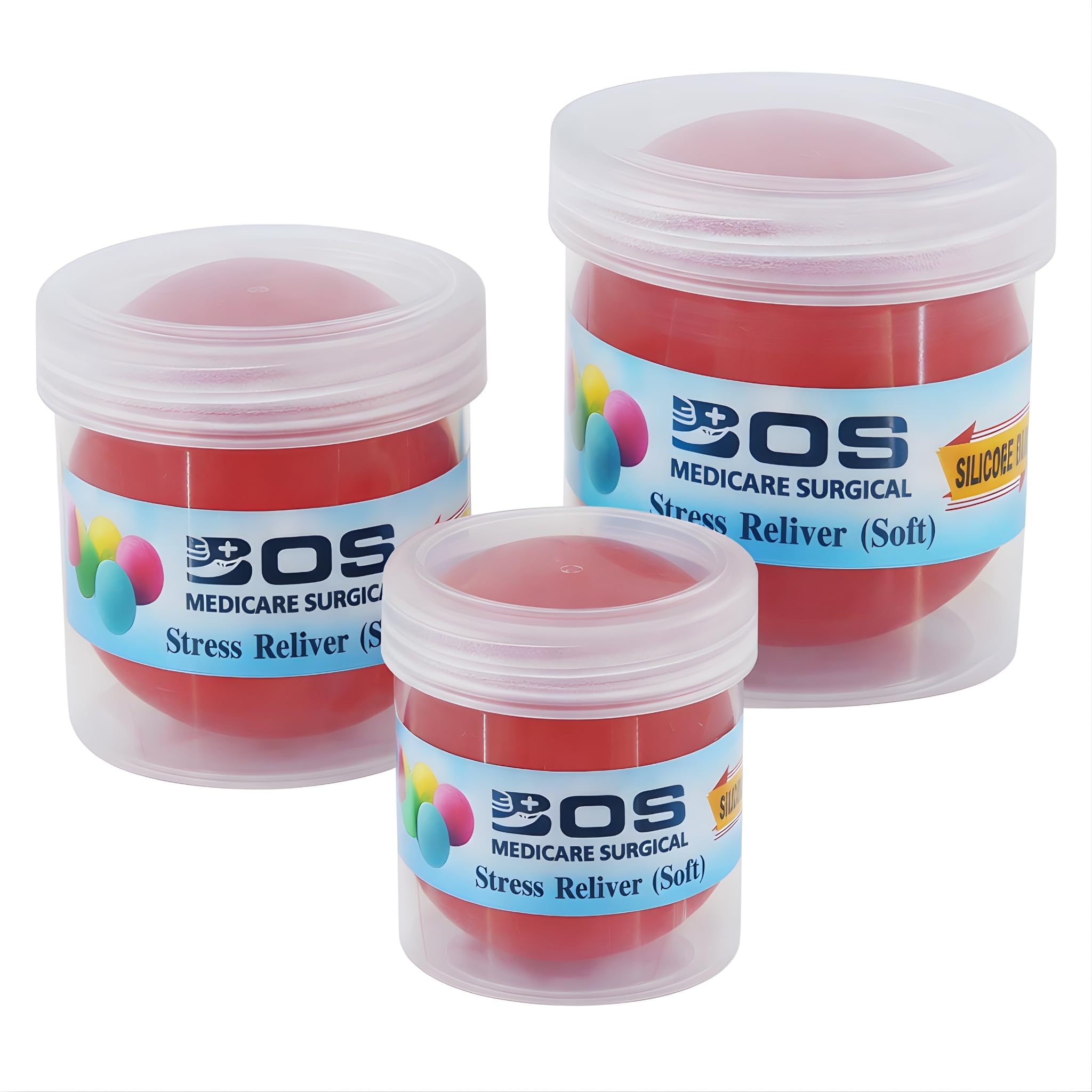 HCG health cure generation Silicone Gel Exerciser Ball Hand Grip/Fitness Grip Hand Grip/Fitness Grip 3 Size Large, Medium, small (Pack of 3) red colour-image-8