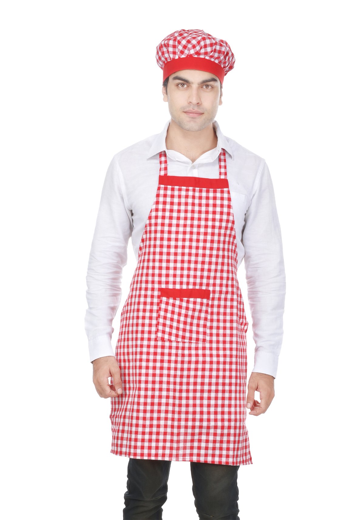 Switchon® Cotton Checkered Chef Apron with Cap – Free Size