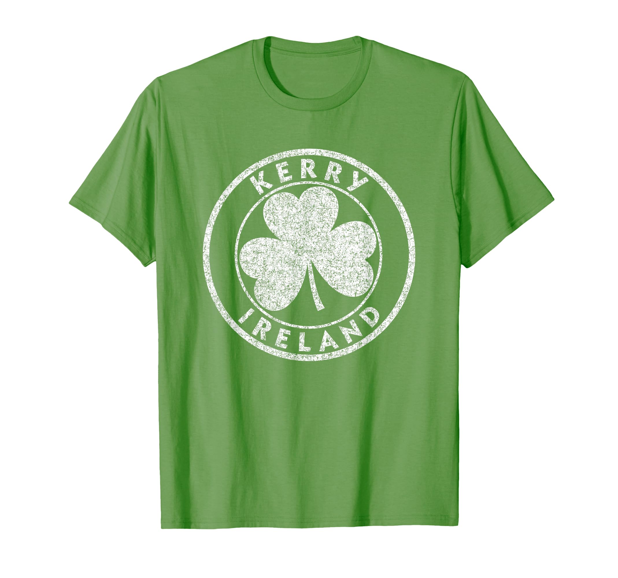 Kerry Ireland Shamrock Sign Distressed White Print T-Shirt