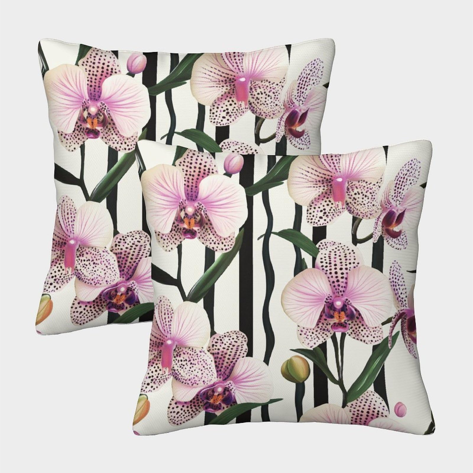 kaiyun 2 Pack Orchid,Repeating Pattern of Spots And Stripes Personalised Cushion Cover Home Sofa Decoration 50x50cm Pillow Covers