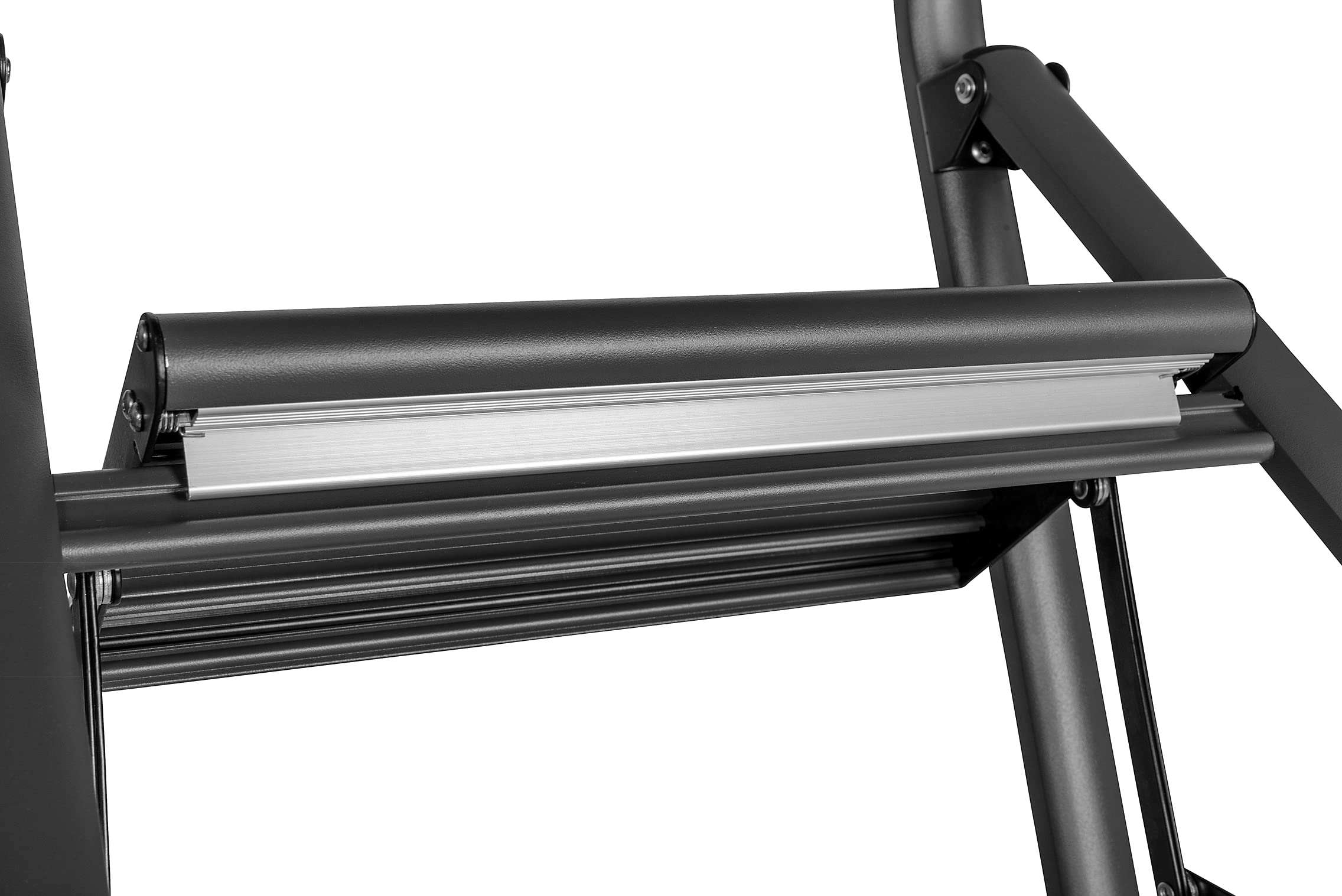 WENKO Leichte Aluminium Leiter Compact, 66 cm höher, Klapp-Trittleiter, 3 rutschsichere Stufen, Sicherheitsbügel & Haltegriff, 48 x 114,5 x 6 cm, Dunkelgrau