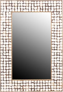 East at Main New Hampton 39.5" Handcrafted Coconut Shell Rectangular Wall Mirror - Coastal Rustic White Decor