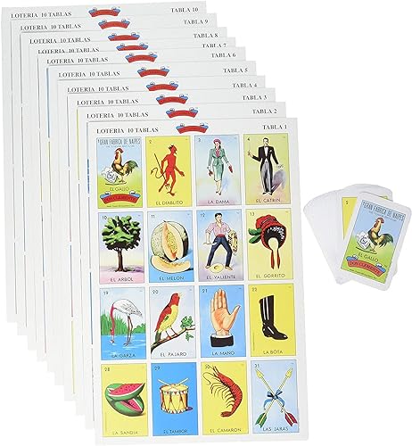 Miniatura 1 de Paquete de 2 Don Clemente Mexican Jumbo Loteria Set, 20 tablas grandes y 2 mazos de cartas Loteria Mexicana Jumbo paquete de 20 mesas
