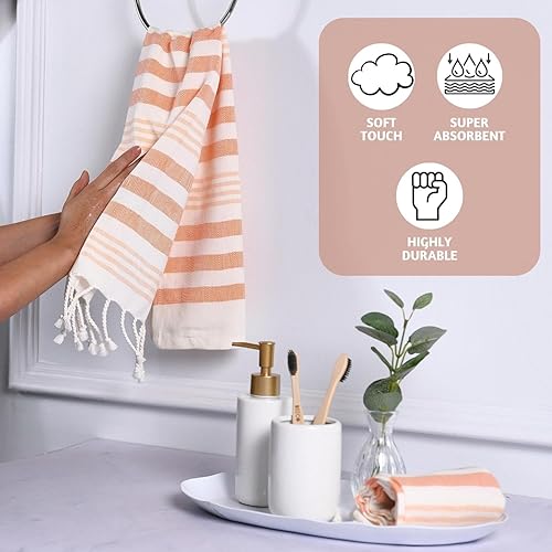 Miniatura 5 de Folkulture Toalla de mano  Juego de 2 toallas de mano de otoño (16 x 30) con lazo para colgar  Juego de toallas de mano turcas 100% algodón  Toallas