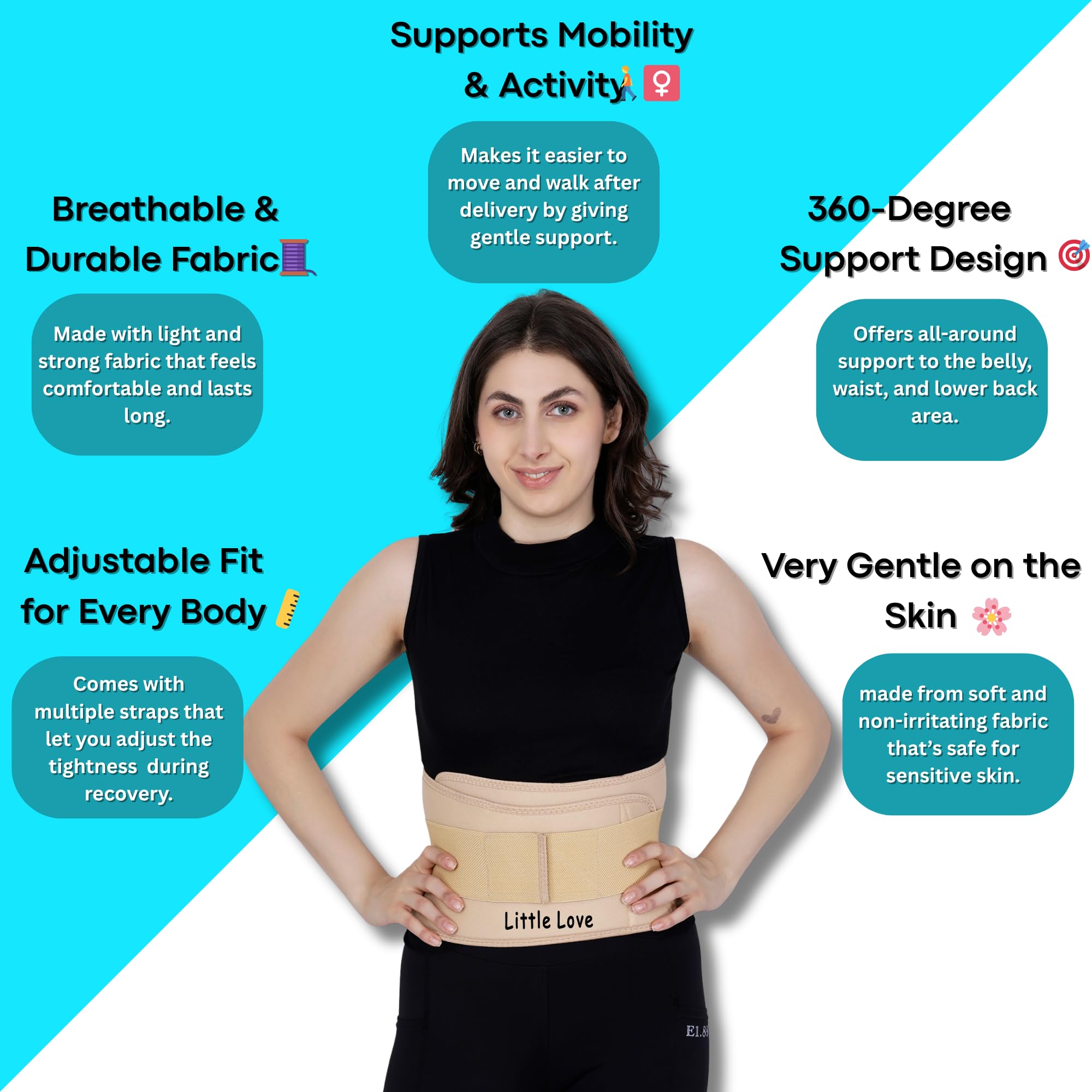 Little Love Postpartum Belt After Delivery C Section – Abdominal Belt | Pregnancy Belts After Delivery | Maternity Abdominal Binder | Belly Belt for Women | C Section Belt | Tummy Support | Belt for Both Men & Women(Universal) (Beige) - Image 3 thumbnail