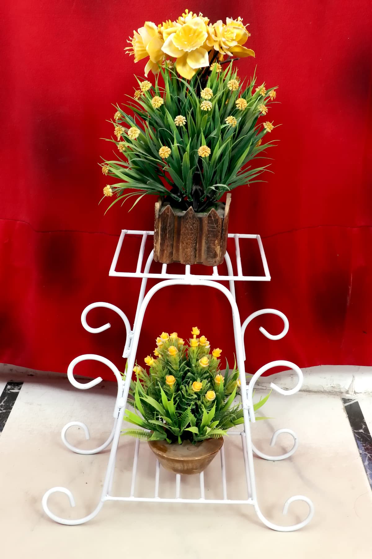 MetalTouch Plant Stands Outdoor Metal 2 Tier Small Durable Flower Pot Stand Rustproof Iron Plant Stand Perfect for Home & Garden (White) (B0B53V9TXL) Amazon Price History, Amazon Price Tracker