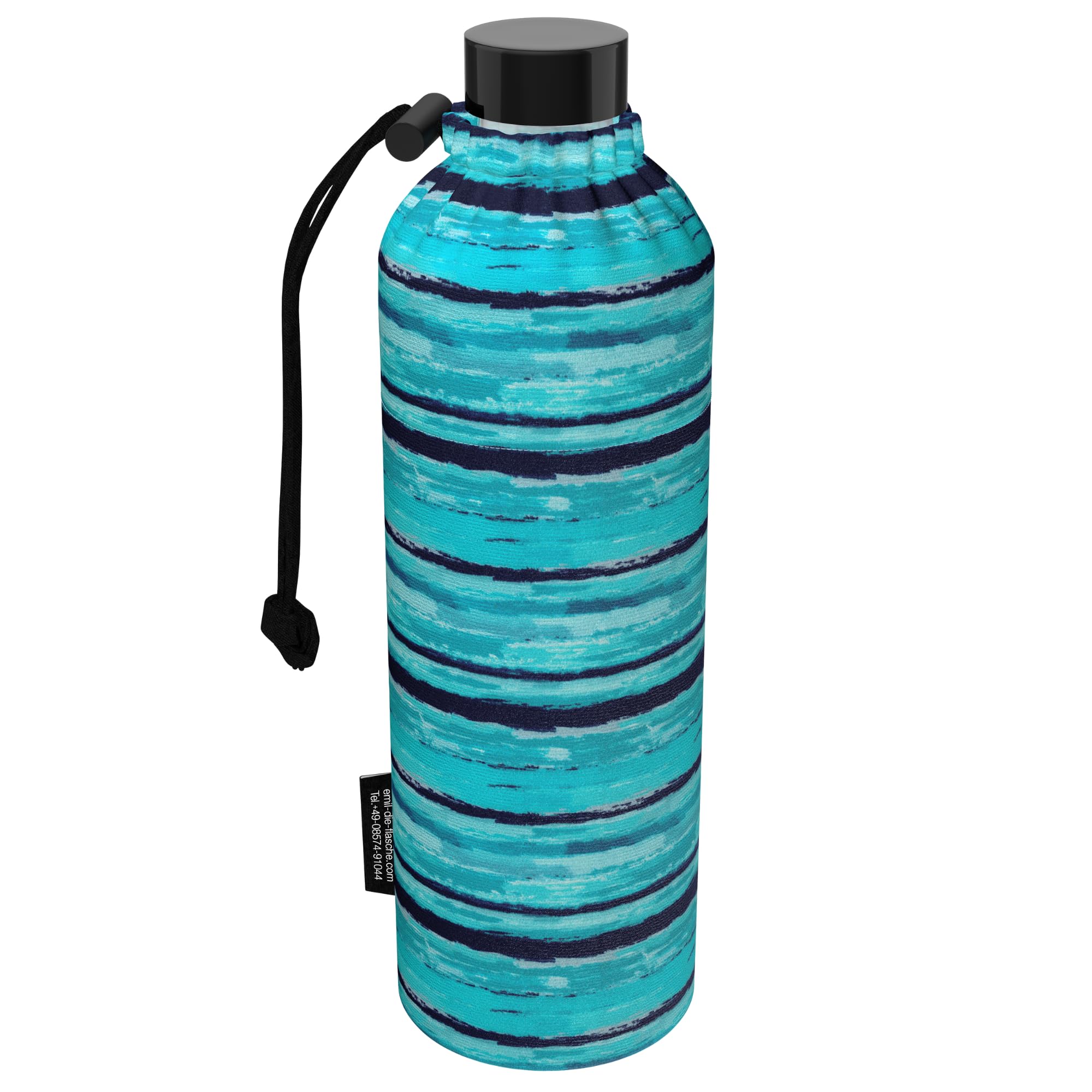 Emil Trinkflasche aus Glas für Mädchen & Jungen isolierte Glasflasche für Schule, Freizeit, Sport: Kinder & Eltern Aquamarin BIO (0,75l)