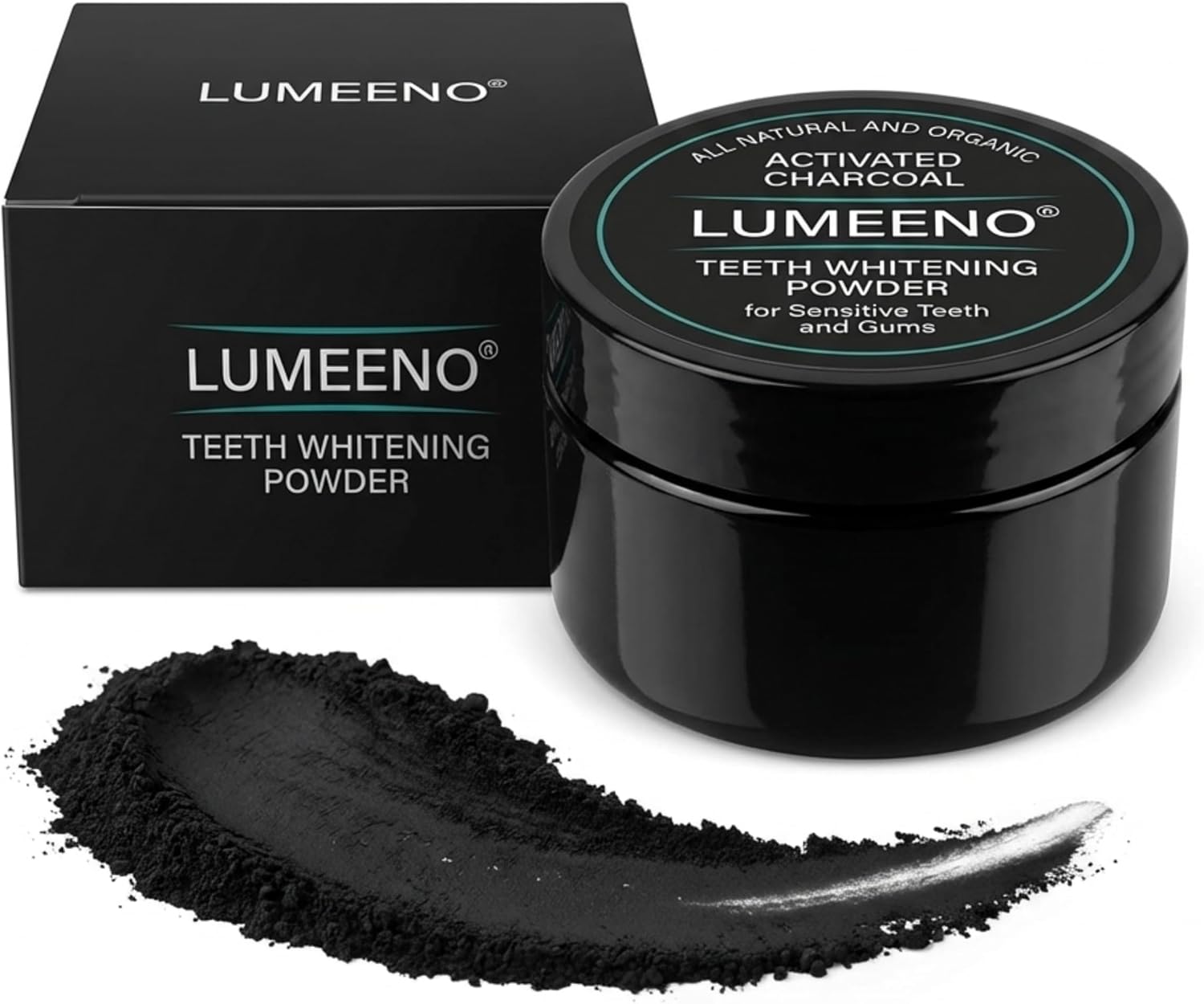 Lumeeno All Natural Organic Activated Charcoal Teeth Whitening for Sensitive Tooth and Gum - Whiten, Clean and Detoxify - Vegan - No Chemicals - Zero Bleach Whitener Enough for 150+ Uses
