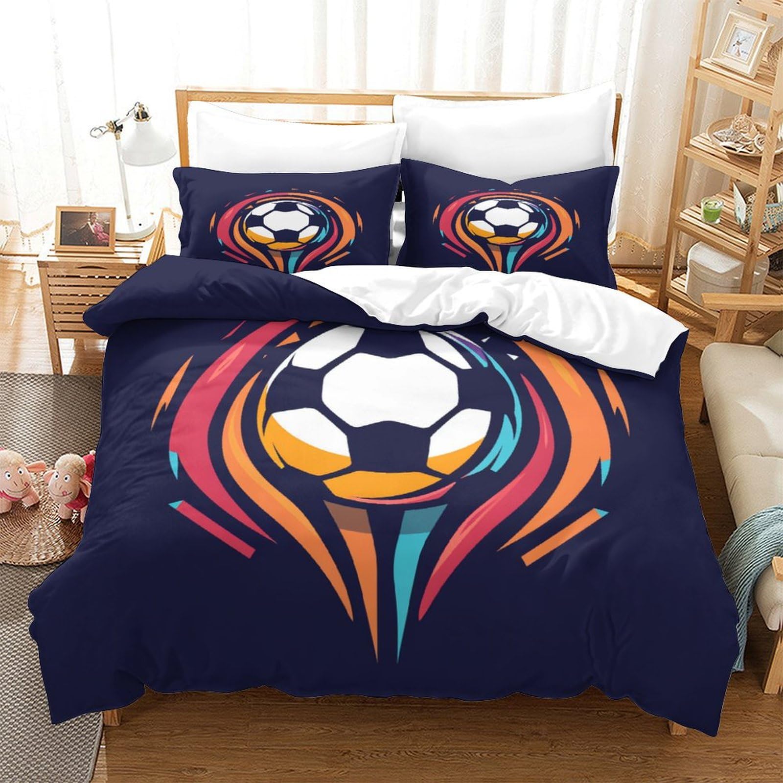 Housse de couette football 260x220 pour des nuits de champion en microfibre