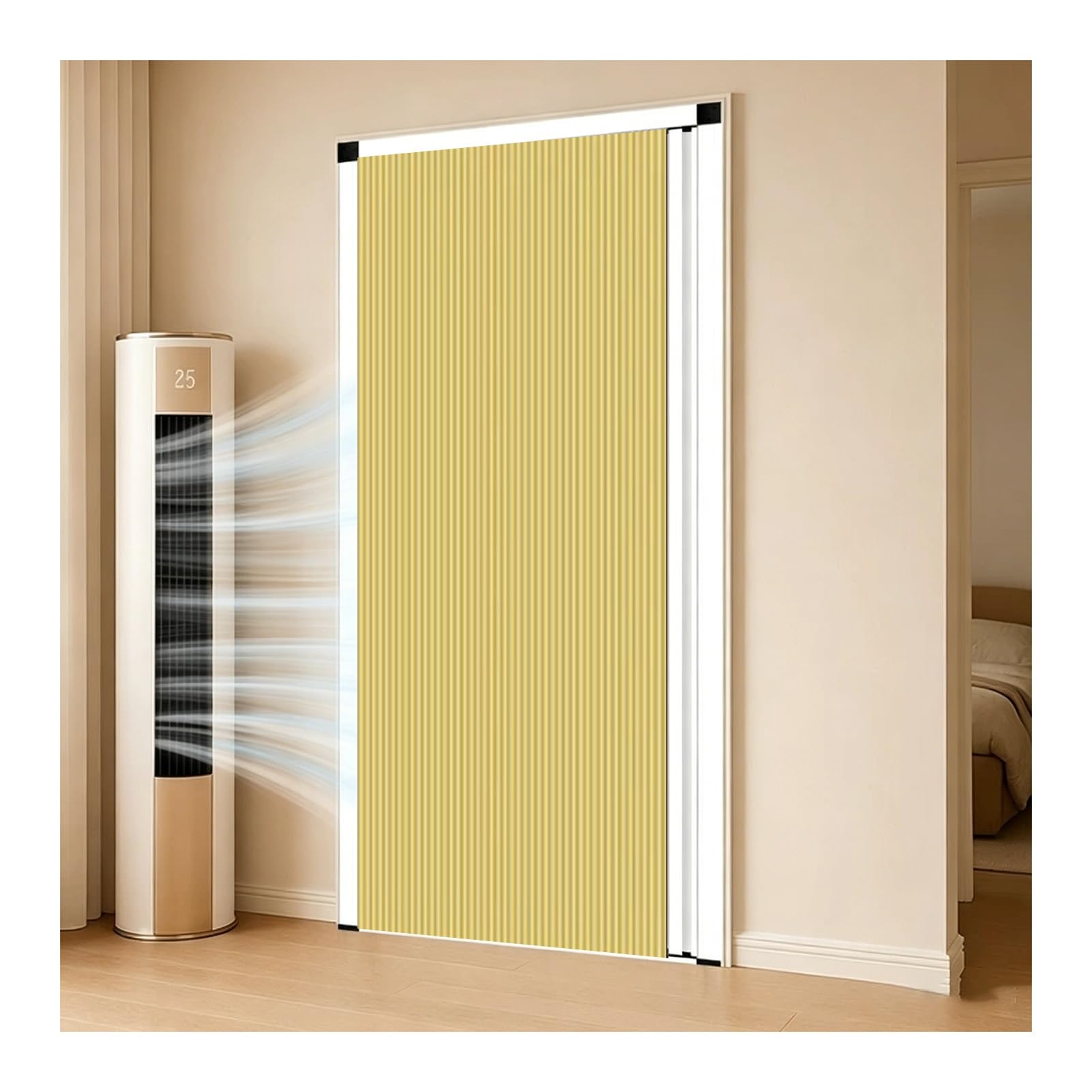 Thermal Insulated Honeycomb Accordion Door, Customizable No Drill Sliding Partition for RV Shower, Closet & Bedroom Space Separation(Yellow,80x210CM)