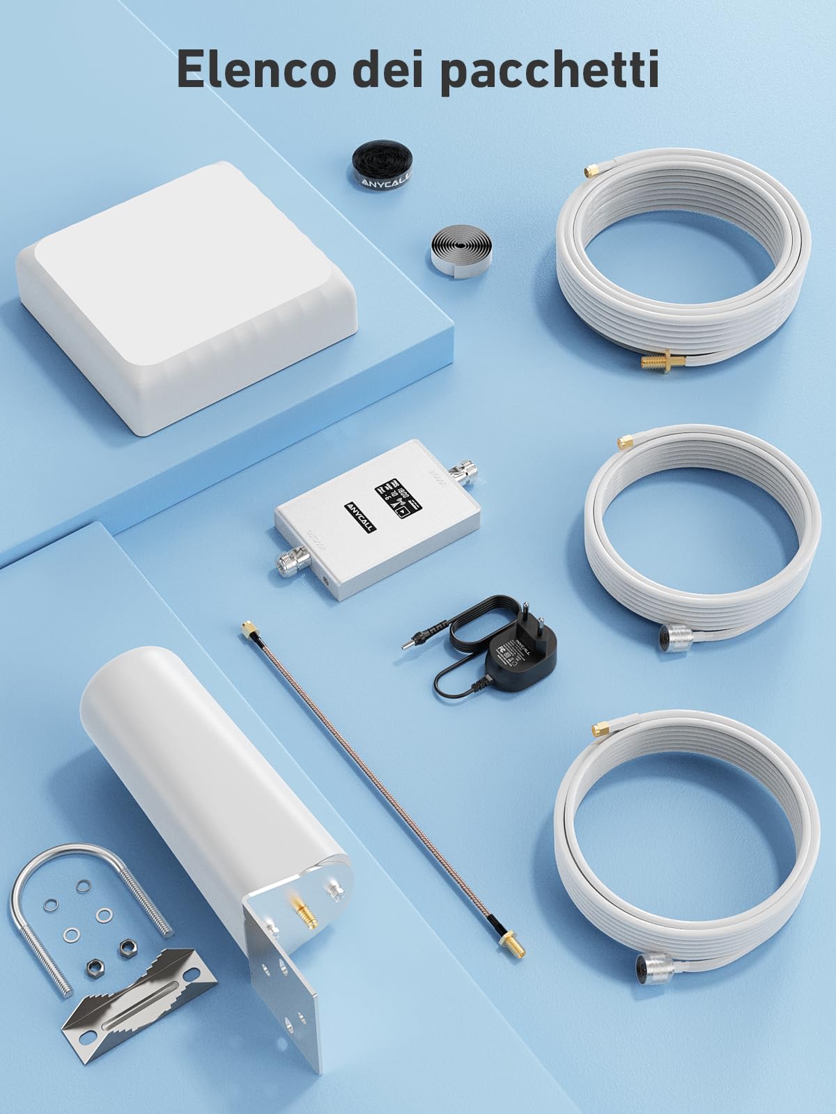 Amplificatore Segnale Cellulare per Banda 3 e 7, 4G LTE 3G GSM Ripetitore Segnale Cellulare per Casa Ufficio Cantina, Compatibile Iliad TIM Wind Tre ecc., Ricezione del segnale a 360°