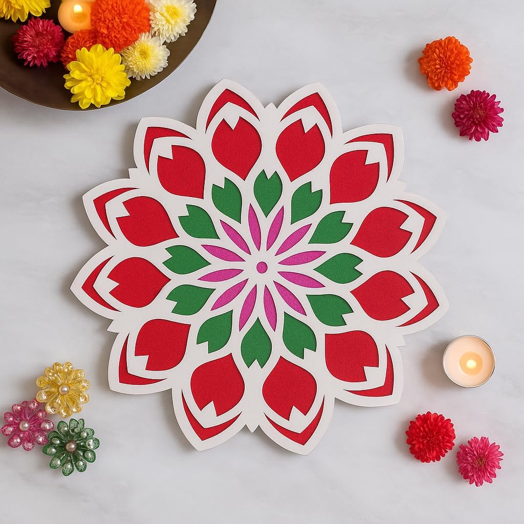 Rangoli Stencils Mat Template Rangoli Stencil Kolam Making Tools Kit Diwali Decoration Items for Home Door Entrance Pooja Room Mandir Navratri Pongal Decor