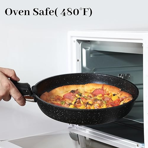 Miniatura 8 de Juego de 5 ollas y sartenes antiadherentes, juegos de utensilios de cocina con mango desmontable, juegos de utensilios de cocina de cerámica,