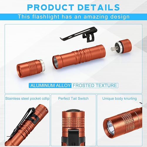 Miniatura 4 de Hortsun 20 mini linternas de luz para bolígrafo, regalos para el Día del Padre, linternas de bolsillo con clip, linternas pequeñas LED delgadas de