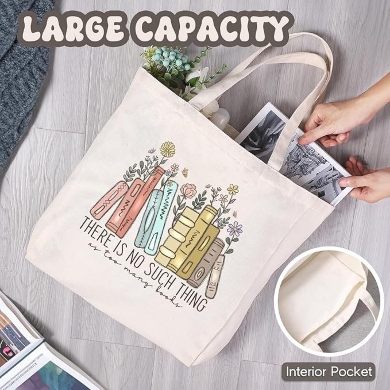 Borsa Shopper In Tela WIERAEM - Tote Bag Con Zip, Tasca Interna, Design Aesthetic, Per Scuola E Shopping