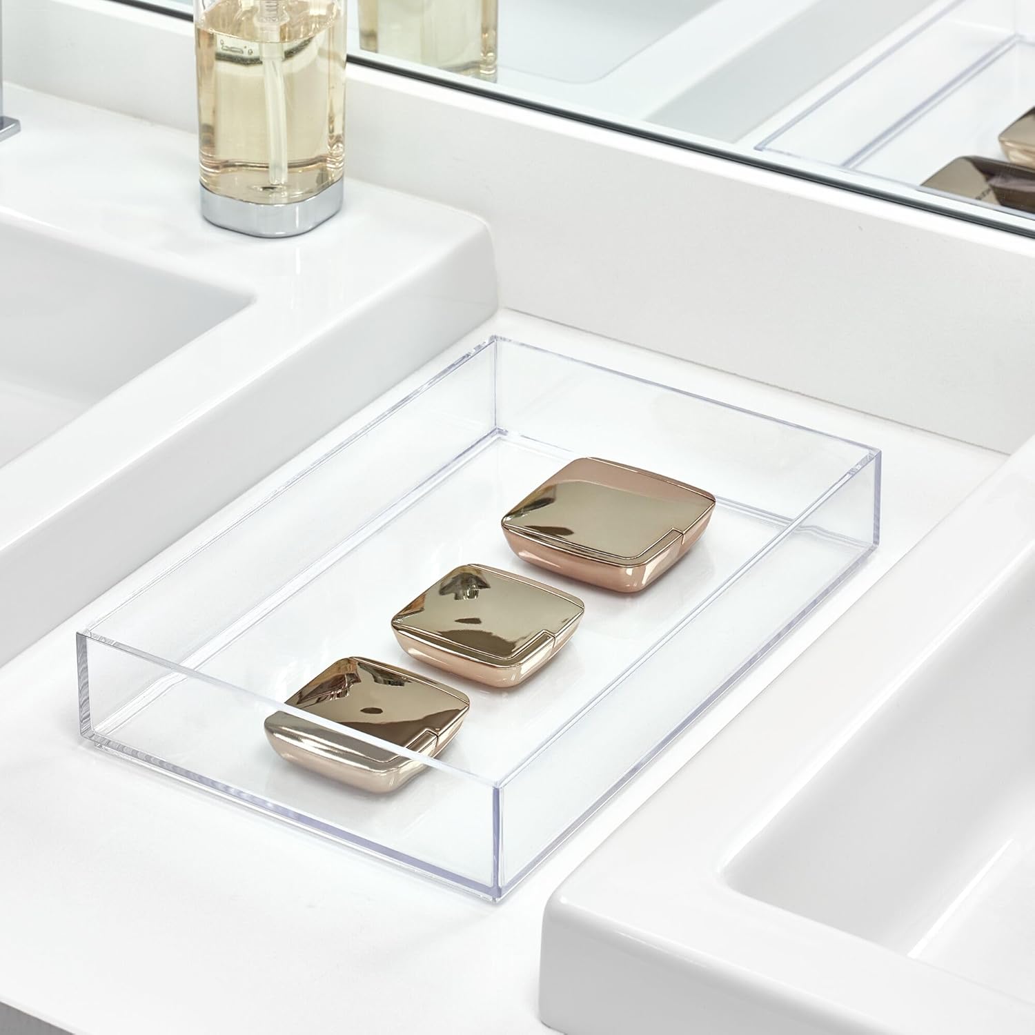 iDesign Makeup Drawer Organizer Tray for Vanity or Bathroom Countertop - Set of 4 Clear