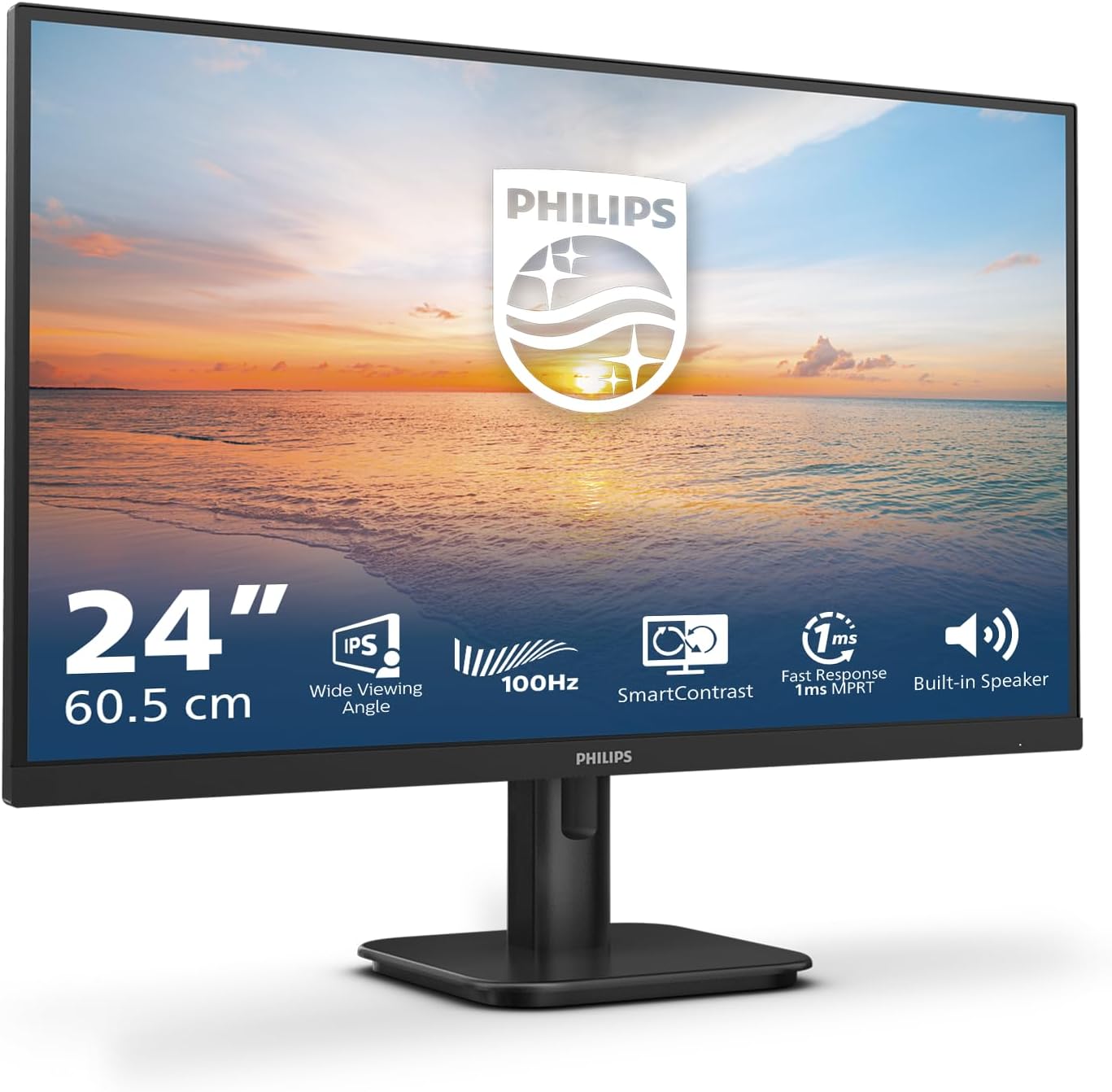 Philips 24E1N1200A - Monitor Full HD da 24 pollici, 120 Hz, Adaptive Sync., altoparlanti (1920x1080, 1x D-Sub, 1x HDMI 1.4, 1x DisplayPort 1.2) nero