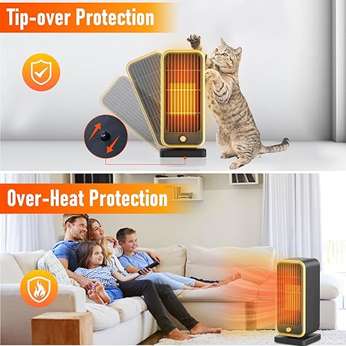 Miniatura 5 de Calentador de espacio, calentador pequeño eléctrico mejorado para el hogar, oficina, uso en interiores en el escritorio con interruptor de