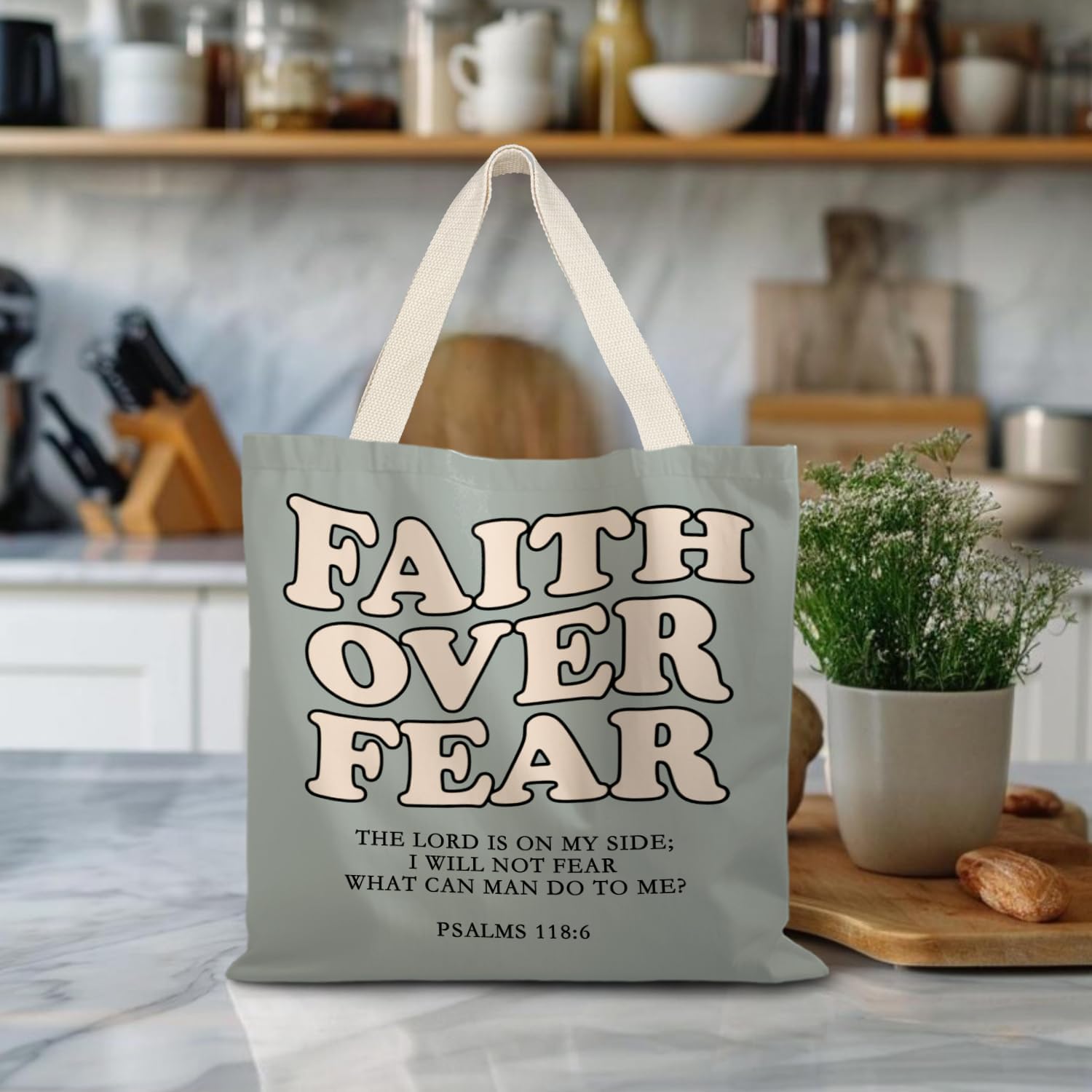 Walk by Faith Christian Canvas Tote Bags for Women, Christian Gifts for Women Faith, Bible Verse Gifts - Image 5