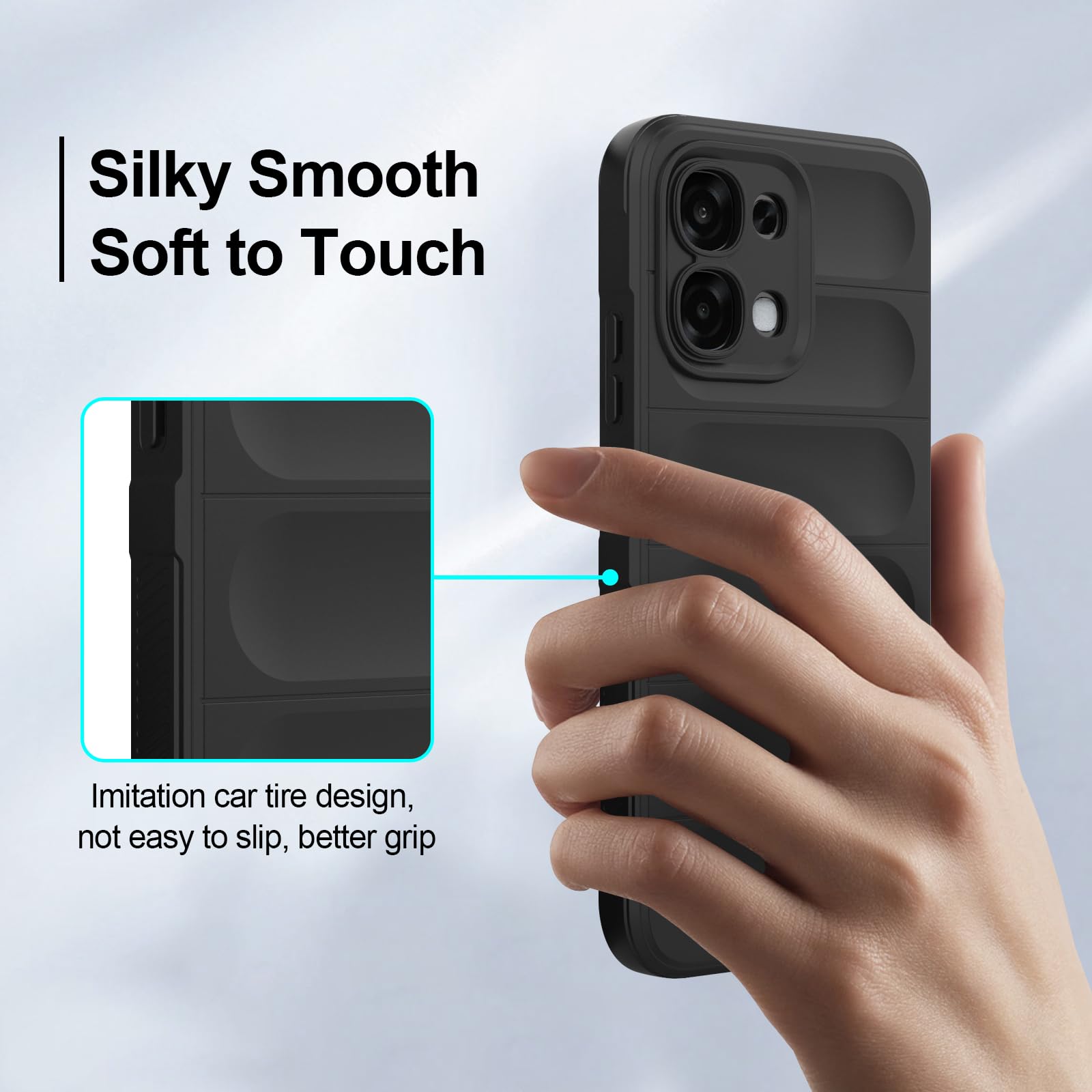 Silicone Case Compatible with Oppo A6 Pro, Anti-Scratch Microfiber Lining, Shockproof Case with Camera Protection, Black — view 6