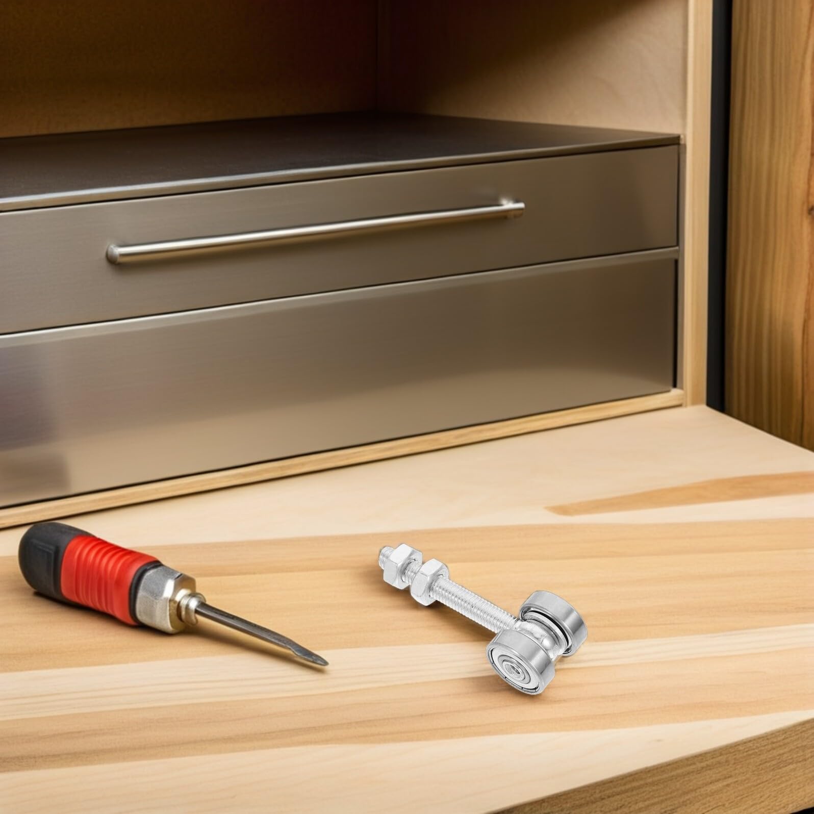 Ensemble De 4 Galets De Rail De Porte Coulissante Roulettes À Double Roulement Pour Porte De Grange Support M8X60 Pour Placard Penderie Et Garage
