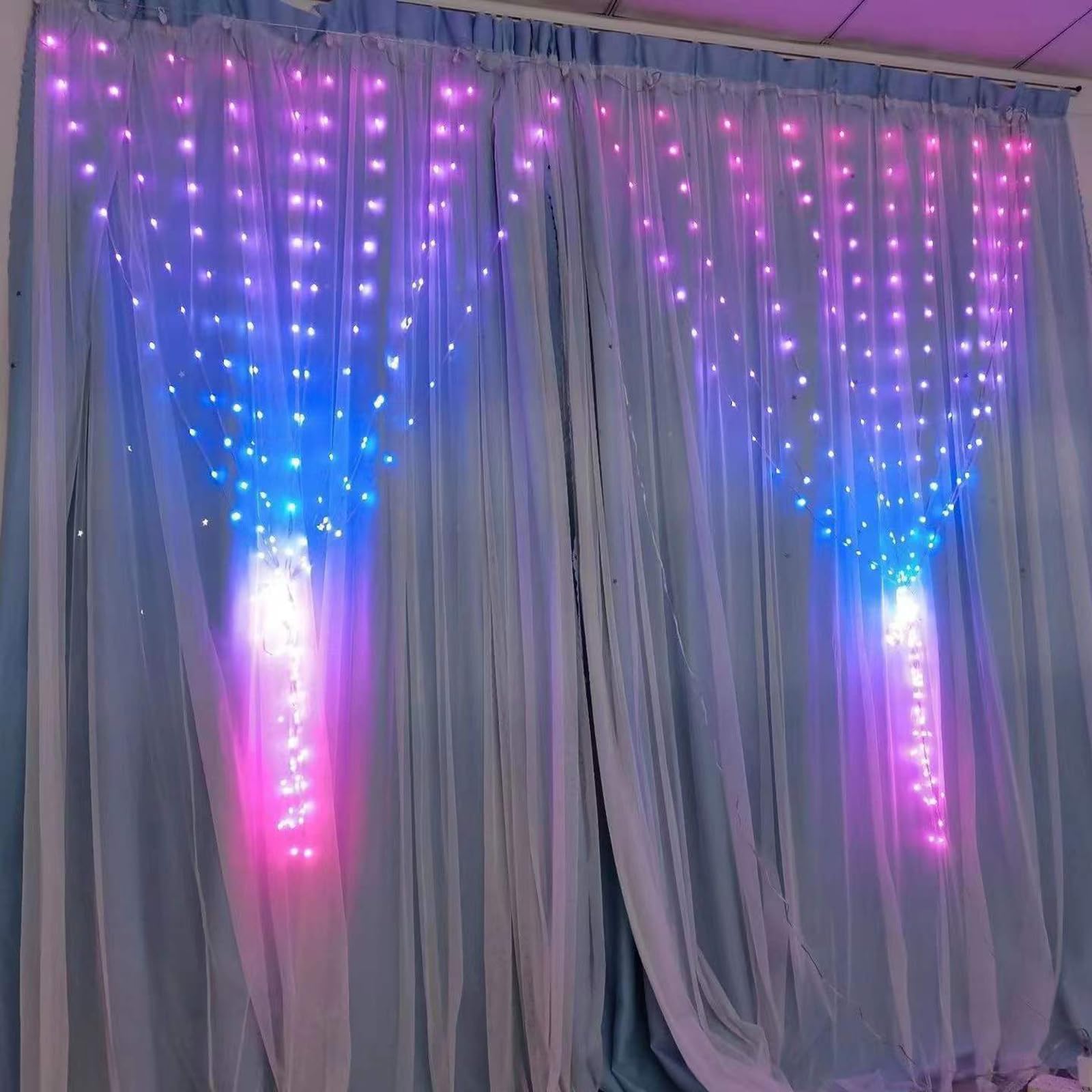 Inteligentne kurtyny świetlne, 400 diod LED z aplikacją i pilotem, dynamiczna zmiana koloru bajkowa girlanda żarówkowa, synchronizacja muzyki DIY do sypialni świąteczne dekoracje na Halloween