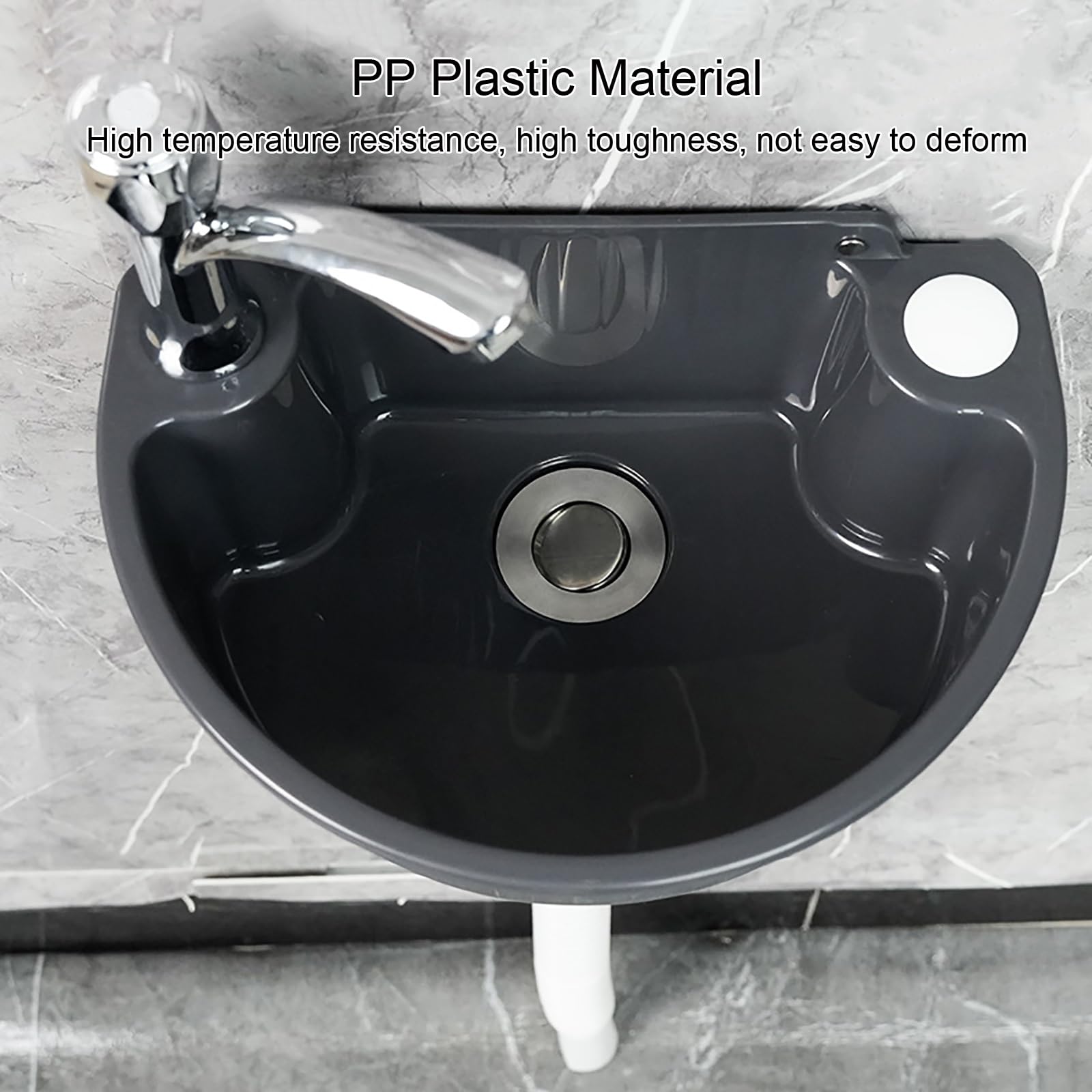Évier Mural en Plastique, Petit Évier de Salle de Bain pour Camping-Car, Installation Sans Perçage, Lavabo Autocollant, pour Garage, Buanderie et Jardin, 30 x 21 x 10,5 cm(Black)