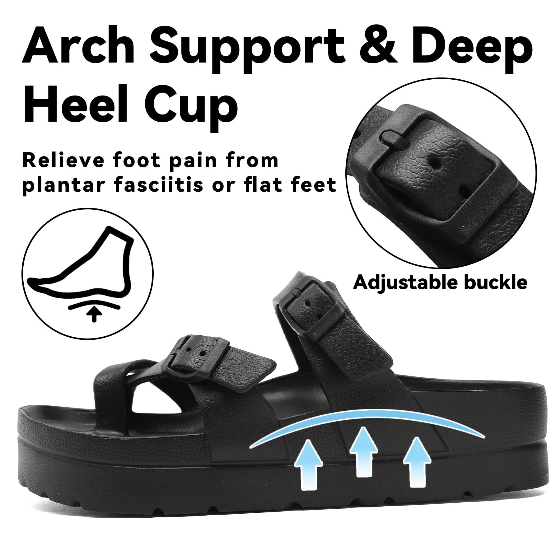 Sandalen Damen Sommer,Orthopädische Damen Bequeme Folien Dicke Sohlen Plattform Sandalen mit einstellbarer Schnalle und Ultra Kissen