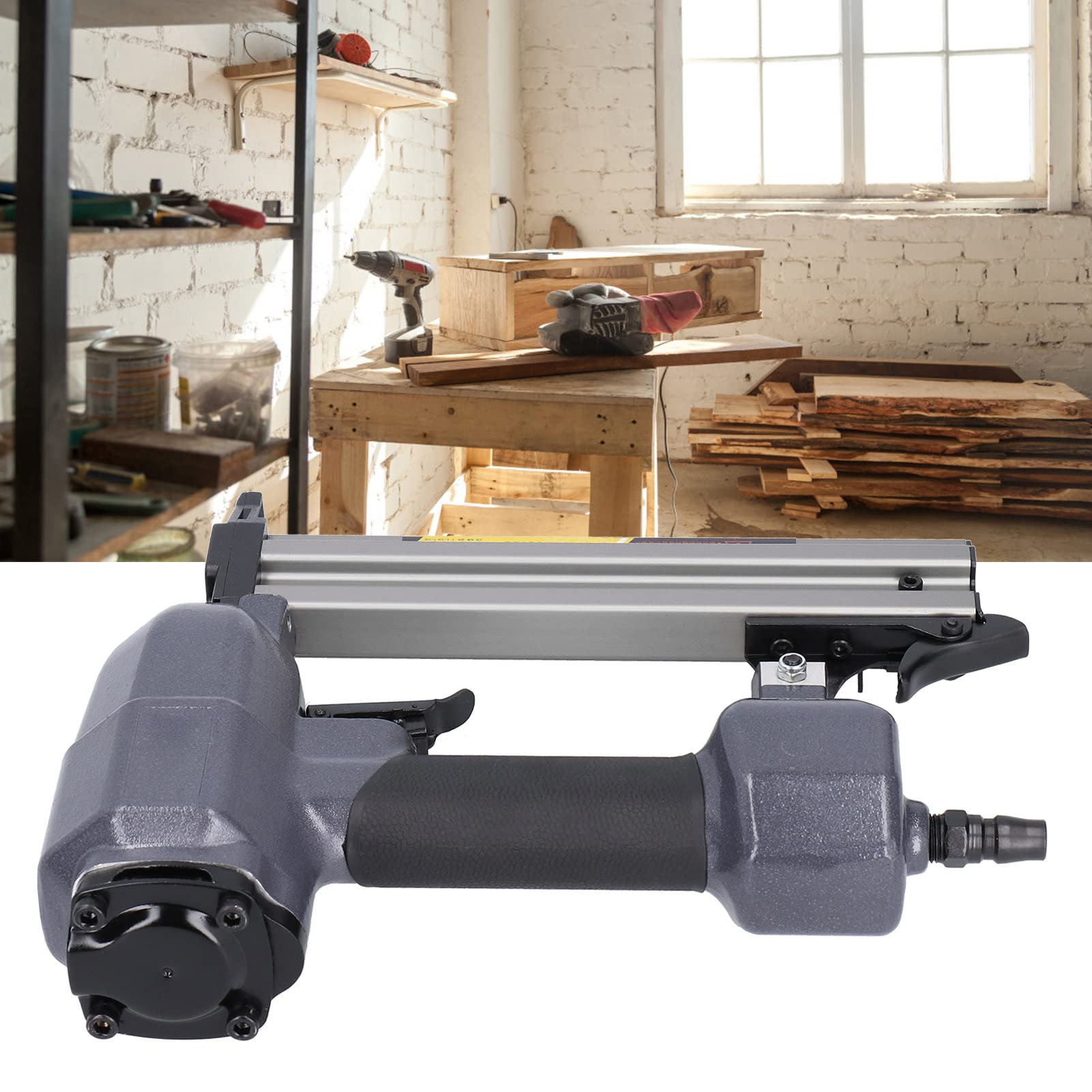 Clavadora Brad de alta resistencia, clavadora neumática de aire, pistola grapadora, herramienta profesional para trabajar la madera para decoración de mejoras del hogar, aluminio,