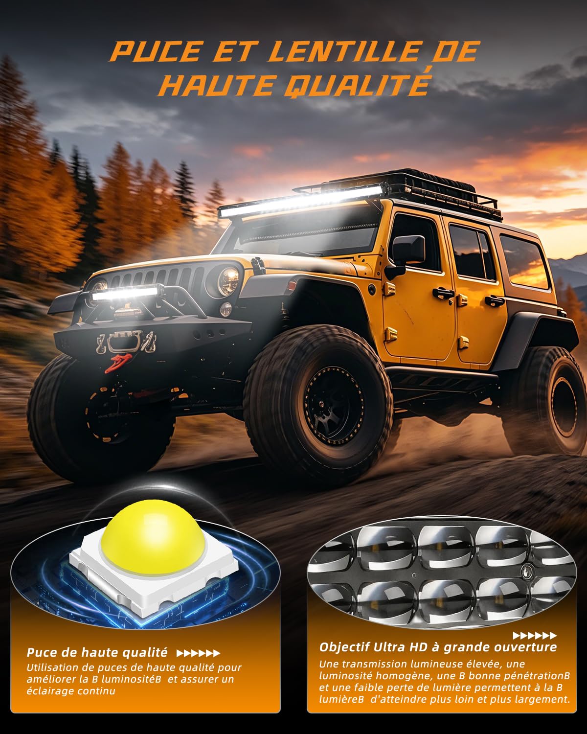 CO LIGHT Barre LED 33 Pouces, Double Rangée Faisceau Combiné Barre lumineuse LED pour Conduite Tout Terrain/Camions/Voitures/ATV/UTV/4X4