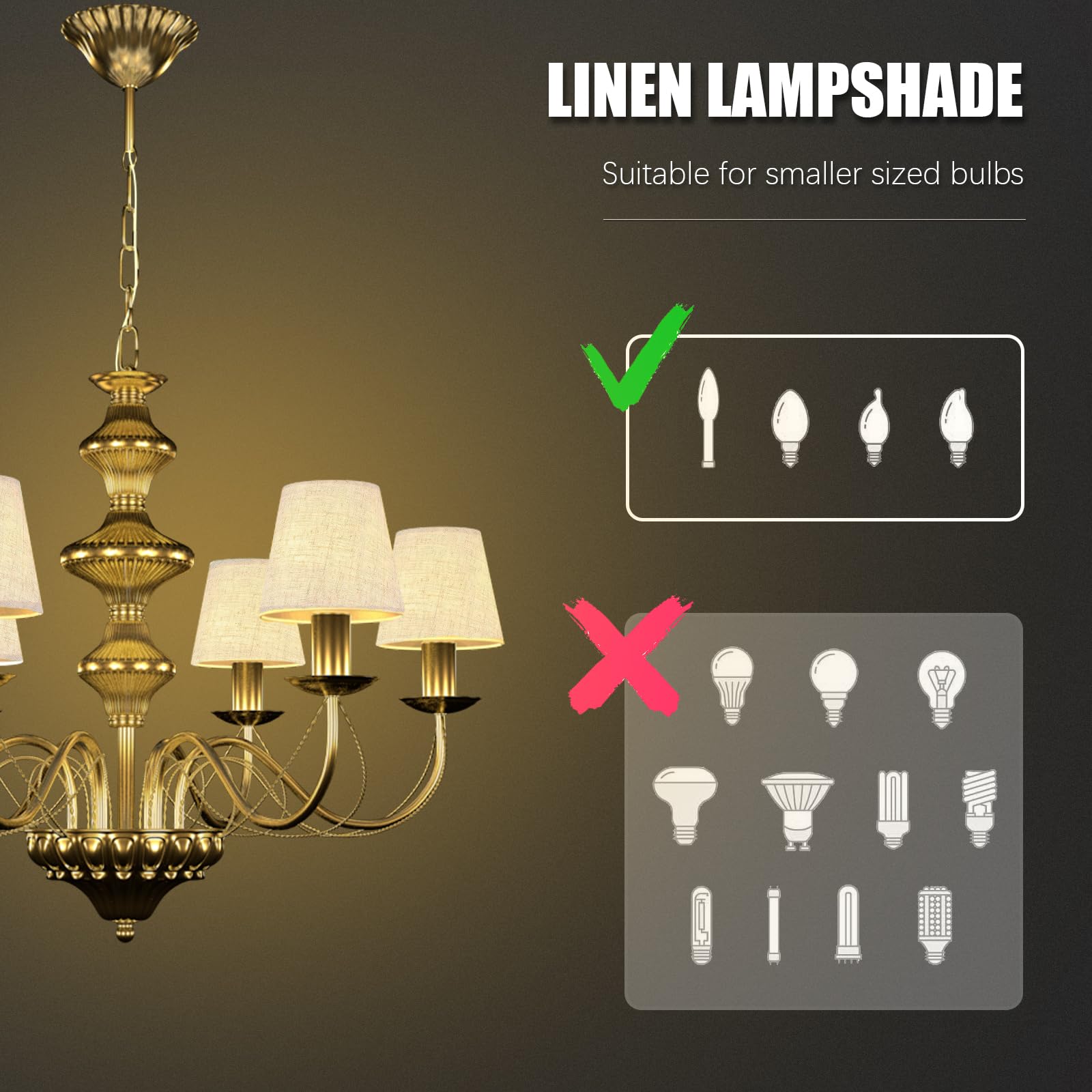 Piccolo paralume a clip per lampadine a candelabro, mini paralumi per lampadari, decorazioni per la casa, paralume in tessuto di lino beige, per lampadario da tavolo, lampada da parete, lampade da