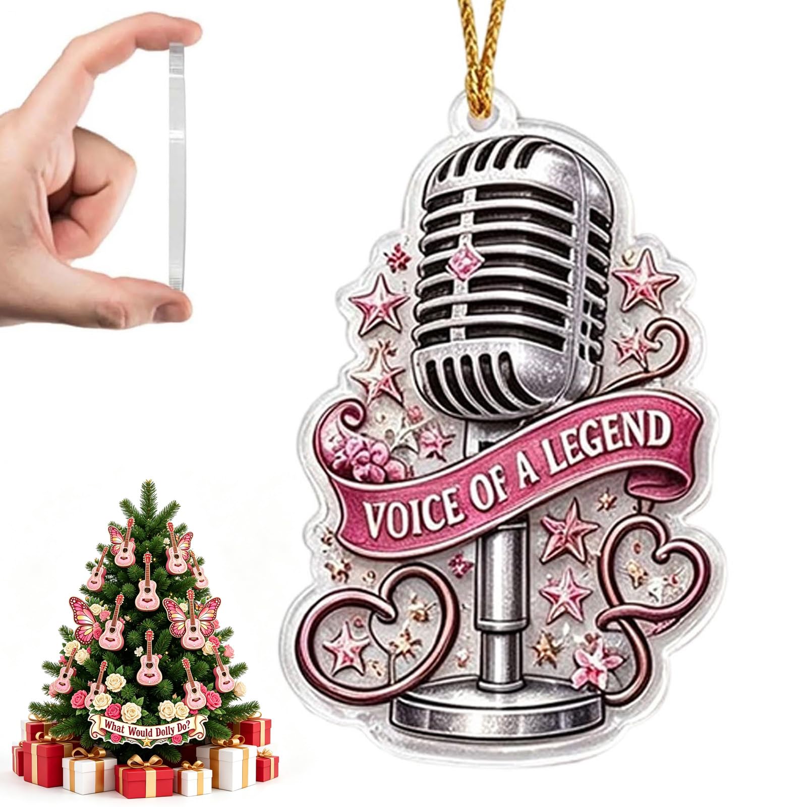 Dolly Parton 2026 Acrylic Pink Christmas Ornament, Dolly Memorial Gift