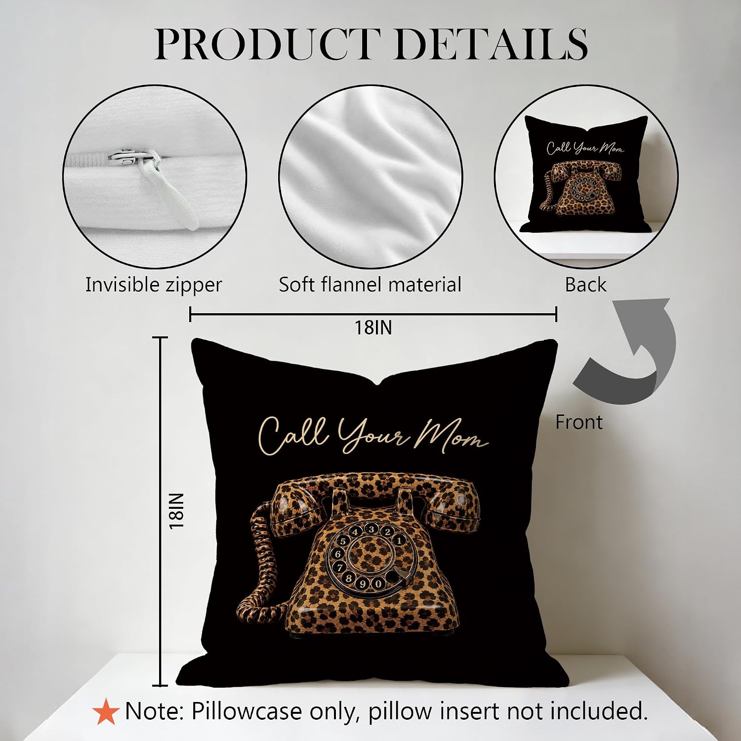 Funny Call Your Mom Leopard Print Pillow Cover 18x18 Double-Sided image 2