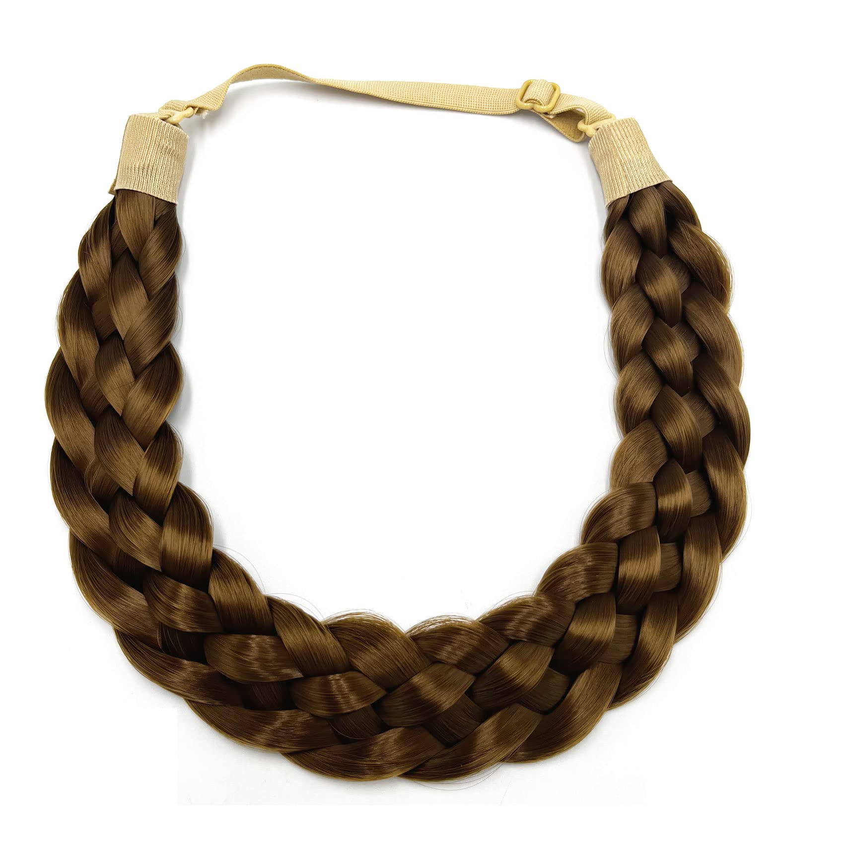 TOECWEGR Braided Hair Band 5 Strands Braids Hair Scrunchie Classic Chunky Elastic Synthetic Headband Women's Beauty Accessories (Khaki) - Image 4