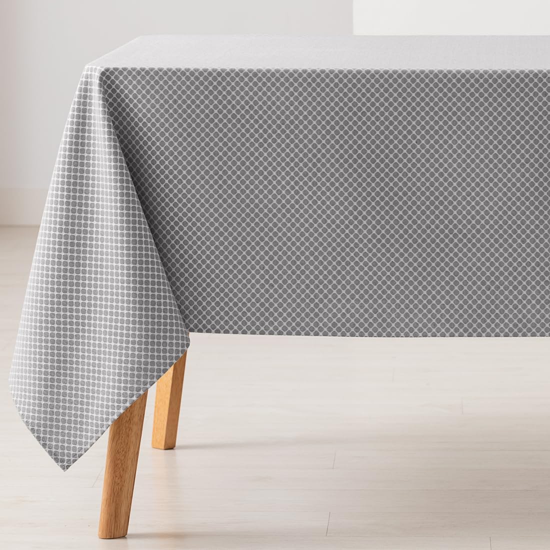 GAMUSI Mantel Antimanchas Mesa Rectangular Rombos pequeños Liso Jacquard Impermeable 140x100 cm, Tacto Tela, Color Gris Claro