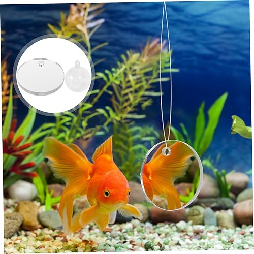 Miniatura 5 de 1 juego de espejo de entrenamiento Betta flotante decoración de pecera de doble cara Espejo de ejercicio Betta para acuario y resistente al agua y