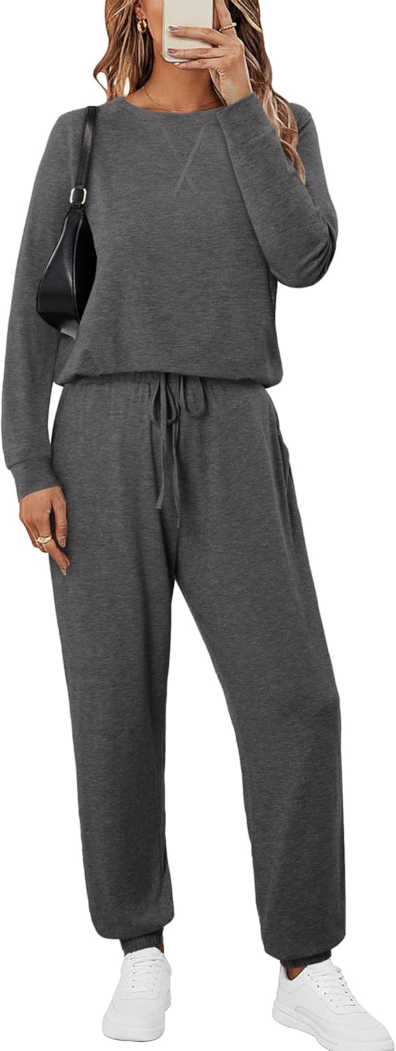 KISSMODA Women 2 Piece Outfits Lounge Sets Fall Long Sleeve Sweatshirt Winter Casual Sweatsuits