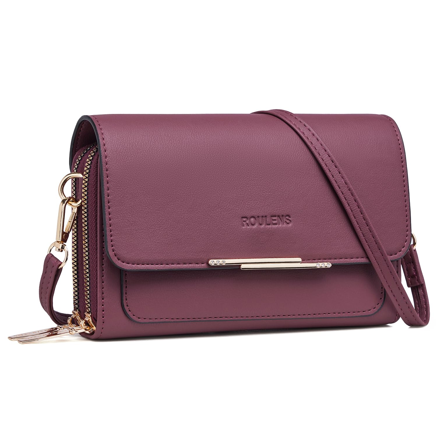 Roulens Borse a Tracolla da Donna,Piccola Borsa per Telefono a Tracolla per Donna con 2 Scomparti Capienti,Borsa Mano PU Pelle Sintetica con Slot per Carte di Credito Cinturino