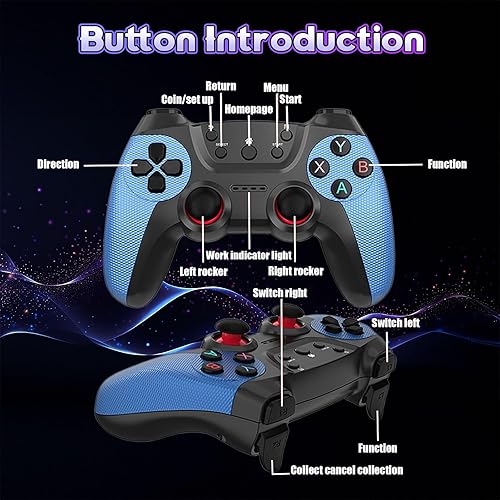 Miniatura 6 de X2 Blue Retro Game Stick,Retro Game Console with Dual Rechargeable 2.4G Wireless Controllers,40000+ Games 40+ Emulators,Emuelec System,HD Output