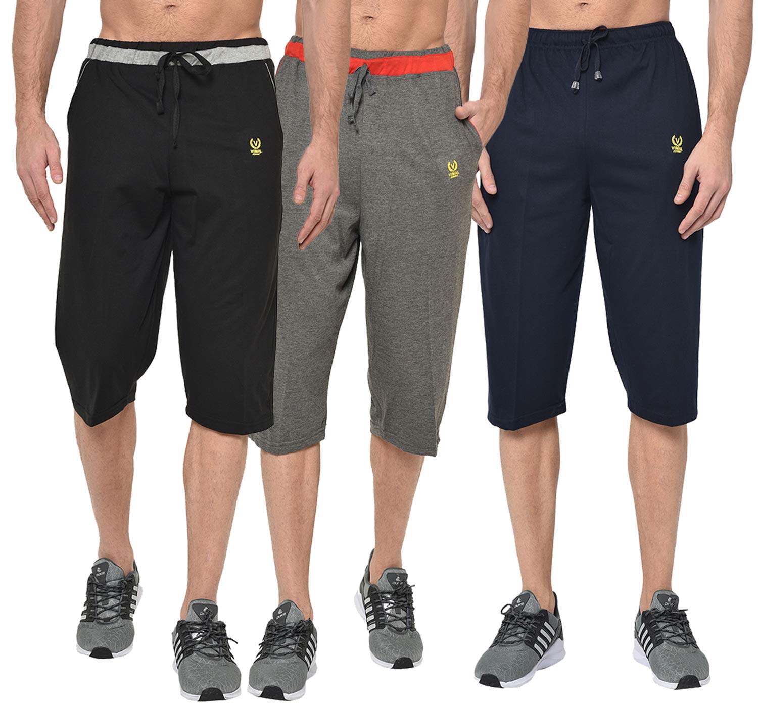 mack jonney Cotton Blended Regular Fit Three Fourth Capri for Men(Pack of 3)-C8_BLK_ANT_C2_NVY_0003-P-picture-15
