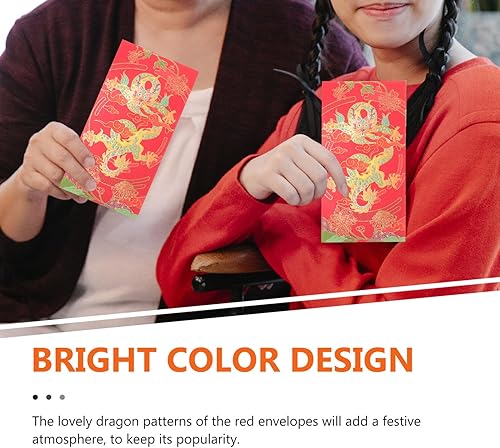 Miniatura 9 de EXCEART 6 sobres rojos de Año Nuevo chino, sobres de dinero de Año Nuevo Lunar 2024, paquetes rojos, paquete de Hong Bao Lai See para festival de
