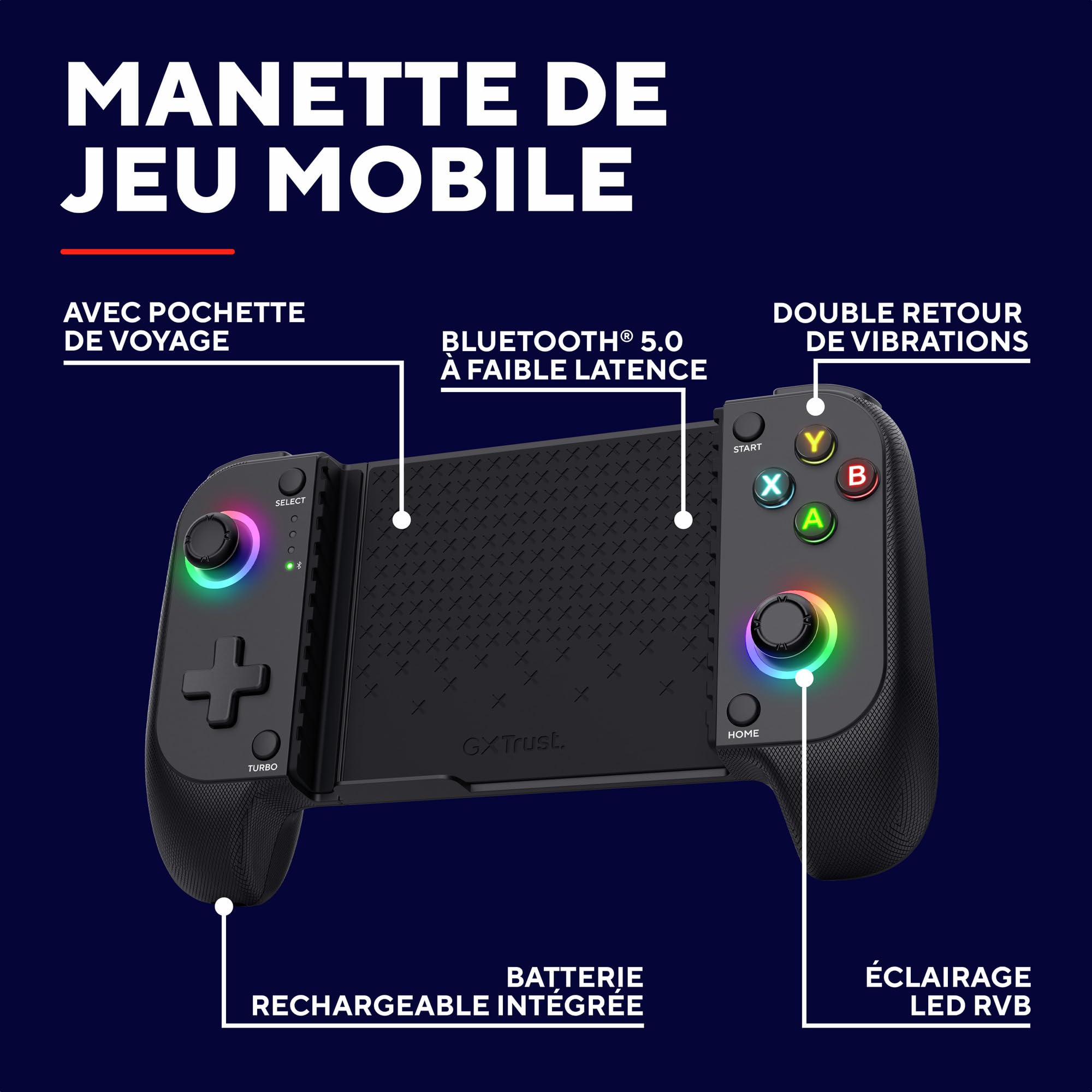 Draadloze Bluetooth Gamepad Mylox – Draadloze Gamepad Voor Android & IPhone, Ook Voor PS5 & Xbox – 12 Uur Gametijd, Trillingen, RGB-verlichting Trust GXT 735G