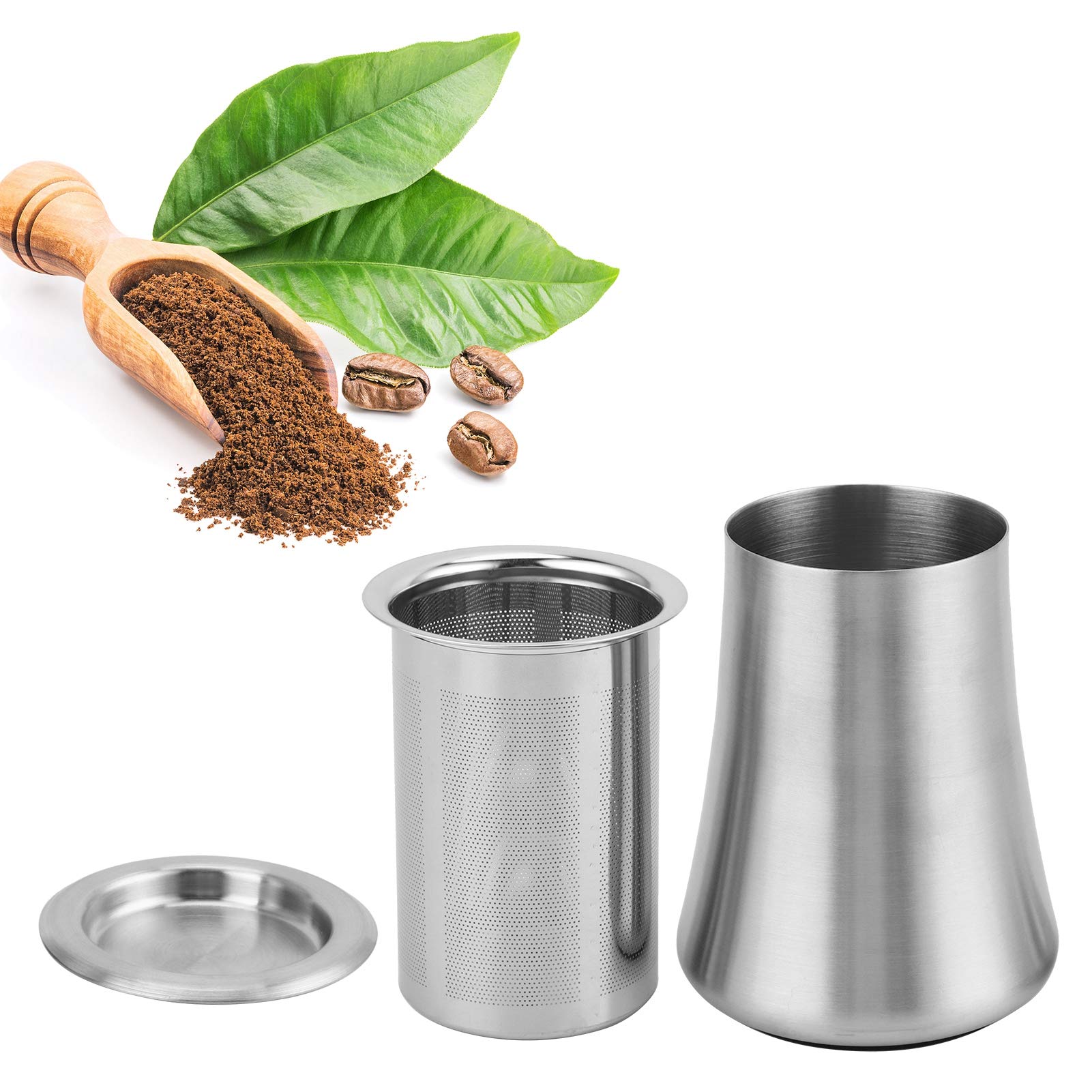 Wakects Effiziente Pulversiebung, Präzise Sieb, Stabiles Design Kaffeepulversieb, Sifter -Behälter aus Edelstahl für Kaffeezubehör, mit Gebürsteter Oberfläche, Nicht -Schlupfboden (Sandfarbe)