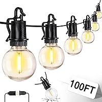 ZJOJO 100FT LED Outdoor String Lights: 32 Shatterproof 2700K Dimmable Waterproof Bulbs for Patio, Garden, Backyard, Porch